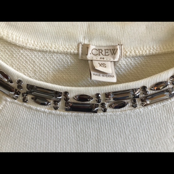 J Crew Jewel Embellished Short Sleeve Sweatshirt - Picture 3 of 5